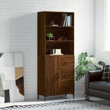 vidaXL Visoka komoda rjav hrast 69,5x34x180 cm inženirski les Cene