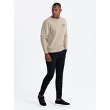 Ombre Men's non-stretch sweatshirt with college style patch - sand | shoptok.hr