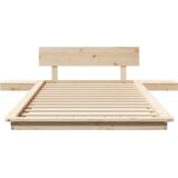 vidaXL Postelja s talnim okvirjem z nočnima mizicama 90x200cm Trdni les | Shoptok.si