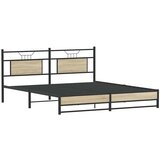 vidaXL Kovinski posteljni okvir brez vzmetnice sonoma hrast 180x200 cm | Shoptok.si