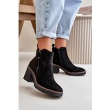 Boto Lined Women's Ankle Boots with Block Heel in Black Faux Suede Velarilla | Shoptok.si