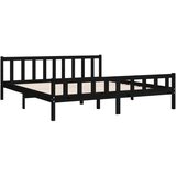  Posteljni okvir črn iz trdnega lesa 200x200 cm, (20685184) | Shoptok.si