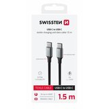 Swissten kabel USB-C/USB-C, TEXTILE II, 3A, 60W, 480 Mb/s, 1,5m crno-sivi | shoptok.hr