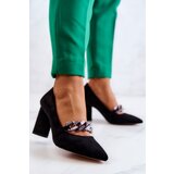 S. BARSKI Suede Pumps With A Chain Black Alamoss | Shoptok.si