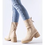Gemre Beige eco-suede block heel ankle boots Agordino | shoptok.hr