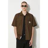 Carhartt WIP Košulja S/S Craft Shirt za muškarce, boja: smeđa, regular, I033023.1ZDXX