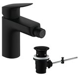 Hansgrohe Logis 100 Matt Black baterija (slavina) za bide sa odlivnim ventilom sifona pop-up 71200000 | ePonuda.com
