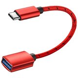 INF OTG adapter kabel 0.15m USB3.2 10Gbps Type-C na USB-A, pleten rdeč, (5000300611) Cene