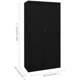  Uredski ormarić s kliznim vratima crni 90 x 40 x 180 cm čelični | shoptok.hr