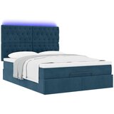  Ottoman krevet s madracima i LED diodama tamnoplavi 140x200 cm baršun | shoptok.hr