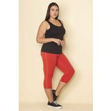 Şans Women's Plus Size Pomegranate Side Stripe Lycra Jersey Leggings Trousers Cene