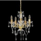  Luster s kristalnim perlama zlatni okrugli 5 x E14 | shoptok.hr
