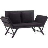 The Living Store Vrtna klop z blazinami 176 cm črn poli ratan - Vrtni Ležalnik, (21464279) Cene