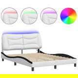 Maison Chic Posteljni okvir - Dvoposteljna postelja - Zakonska postelja z LED lučkami belo črn 120x200 cm umetno usnje, (21697465) | Shoptok.si