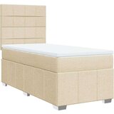 vidaXL Box spring postelja z vzmetnico krem 90x200 cm blago, (21291346) | Shoptok.si