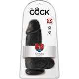 King Cock 9 Chubby - pripenjalni, testisni dildo (23 cm) - črn Cene