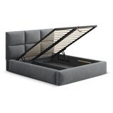 Windsor & Co Sofas Siva oblazinjena zakonska postelja s prostorom za shranjevanje z letvenim dnom 140x200 cm Libera – | Shoptok.si