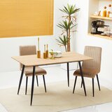 HOMCOM Kuhinjska miza za 4 osebe iz lesa in jeklenih nog z nastavljivimi podnožji, 140x80x76cm, lesena in črna barva, (20745729) | Shoptok.si