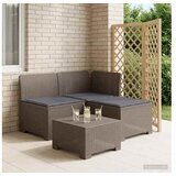 vidaXL Dvosjedni vrtni sofa s jastucima u ratan izgledu 3-sjedalo PP - Svjetlosiva Sofa + srednji + kutni s svijetlosivim jastučićem | shoptok.hr