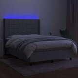  Krevet box spring s madracem LED svjetlosivi 140x190 cm tkanina | shoptok.hr