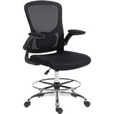 HOMCOM pisalni stol poliester, jeklo 60D x 60Š x 108–132V cm Črna, (5000242819) | Shoptok.si