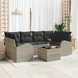 vidaXL 7-dijelni vrtni set sofe s jastučićima svjetlosiva poli ratana, 2-sjedna vrtna sofa s pohranom i jastučićima svjetlosiva poli ratana Cijene