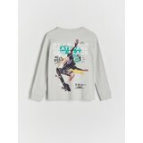 Reserved - Predimenzionirana majica dugih rukava s printom - light grey | shoptok.hr