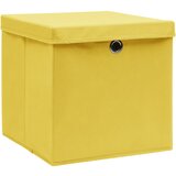 vidaXL Škatle s pokrovi 4 kosi 28x28x28 cm rumene | Shoptok.si