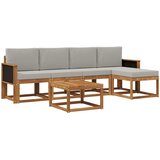  Set vanjskih sofa 6 pcs Prirodna i svjetlosiva Poliester | shoptok.hr