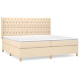  Krevet s oprugama i madracem krem 200 x 200 cm od tkanine | shoptok.hr
