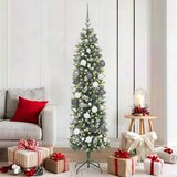 vidaXL Umjetno vitko božićno drvce S LED lampica Zelena 180 cm PVC Cijene