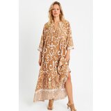 Cool & Sexy Women's Patterned Loose Maxi Dress Camel Q981 | Eponuda.ba