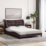  Postelja z vzmetnico temno rjava 140x200 cm blago | Shoptok.si