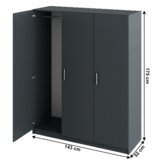 Kondela 3-vratna omara, grafit, GREEN | Shoptok.si