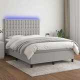  Krevet box spring s madracem LED svjetlosivi 140x190 cm tkanina Cijene