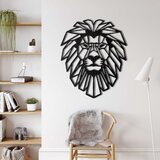 Wallxpert metalni zidni ukras 5087, geometrijska glava lava sa grivom, 63 x 75 cm, crni | Eponuda.com