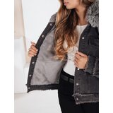 DStreet Kurtka damska FURDENIM jeansowa z futerkiem ciemnoszara | shoptok.hr