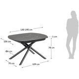 Kave Home Proširiv blagovaonski stol s dodatnom pločom s keramičkom daskom 100x130 cm Yodalia – | shoptok.hr