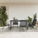  5-dijelni vrtni blagovaonski set crni od čelika i tekstilena Crna Dužina stola 150 cm | shoptok.hr