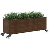  Vrtna sadilica s kotačima 3 posude smeđa 107x32x38 cm poliratan | shoptok.hr