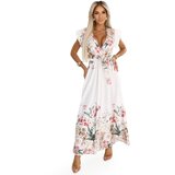 numoco basic 609-1 Satin maxi dress with plunging neckline and floral ombre – boho elegance | Shoptok.si