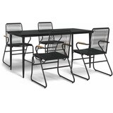  5-dijelni vrtni blagovaonski set od PVC ratana crni Crna Dužina stola 160 cm | Shoptok.si