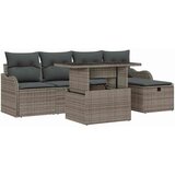 vidaXL Vrtna sedežna garnitura z blazino 6 pcs Siva Poly ratan, (5000020862) Cene
