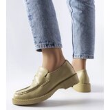 Gemre Élodie elegant green leather loafers with thick sole | Shoptok.si