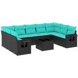 vidaXL 10-delni vrtni komplet sedežnih garnitur z blazinami črne barve poli ratan, (5000294328) | Shoptok.si