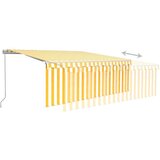 vidaXL Ročno zložljiva tenda s senčilom 4x3 m rumena in bela | Shoptok.si