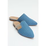 LuviShoes PESA Blue Women's Slippers with Straw Stones Cene