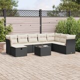 Maison Chic Seti vrtnega pohištva - Vrtna garnitura - Vrtni pohištvo set 9-delna z blazinami črn poli ratan, (21805463) | Shoptok.si