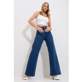 Trend Alaçatı Stili Women's Blue Five Pocket Lycra Palazzo Denim Trousers