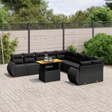 Maison Chic Seti vrtnega pohištva - Vrtna garnitura - Vrtni pohištvo set 11-delna z blazinami črn poli ratan, (21816073) | Shoptok.si